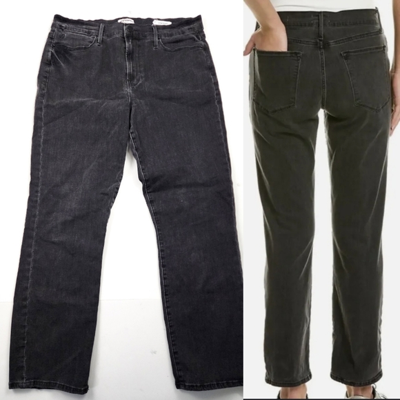 Frame Denim Le High Straight Tierra Jeans Black 30 Women's Comfort Fit Staple - Picture 1 of 7